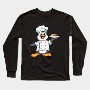 Pinguin als Koch mit Fisch Long Sleeve T-Shirt